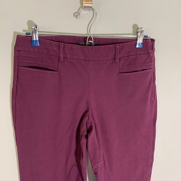 Theory Junius plum purple skinny stretch ankle side zipper casual career pants - Picture 3 of 12